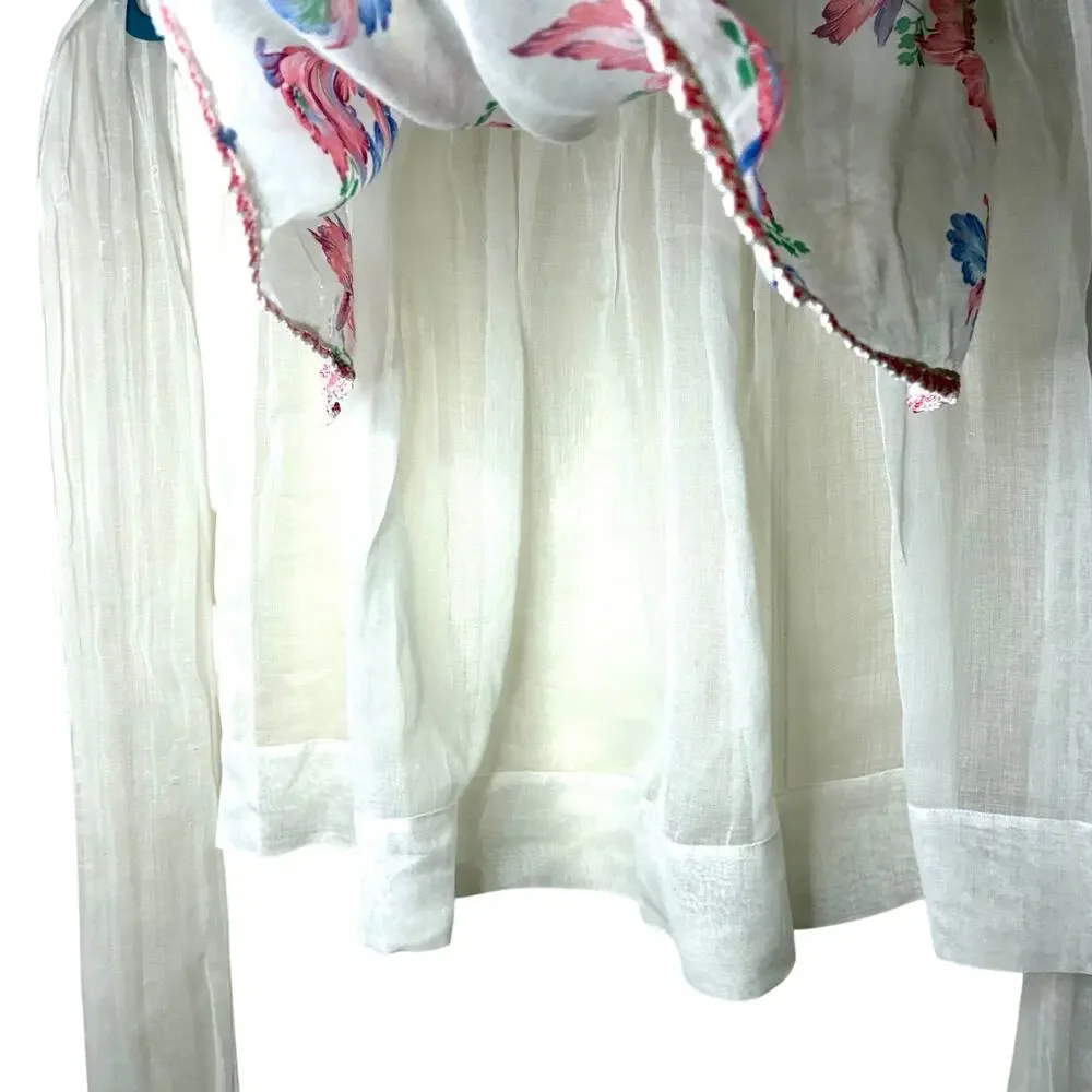 Vintage Hostess Half Apron Sheer with floral panel MCM Retro Coquette‎ Softgirl - Picture 3 of 4